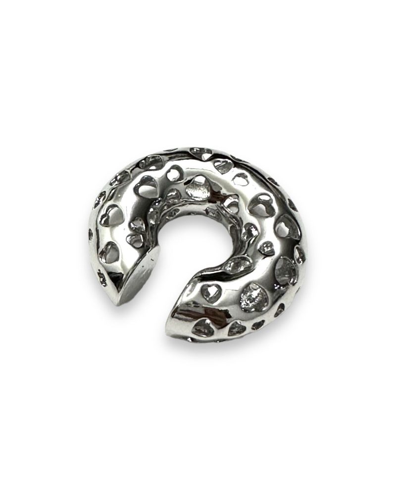 Ear Cuff Corazones Plateado